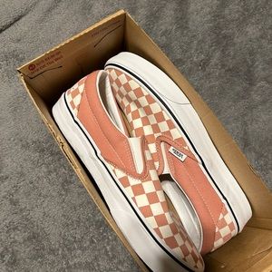 Pink and white checkered vans